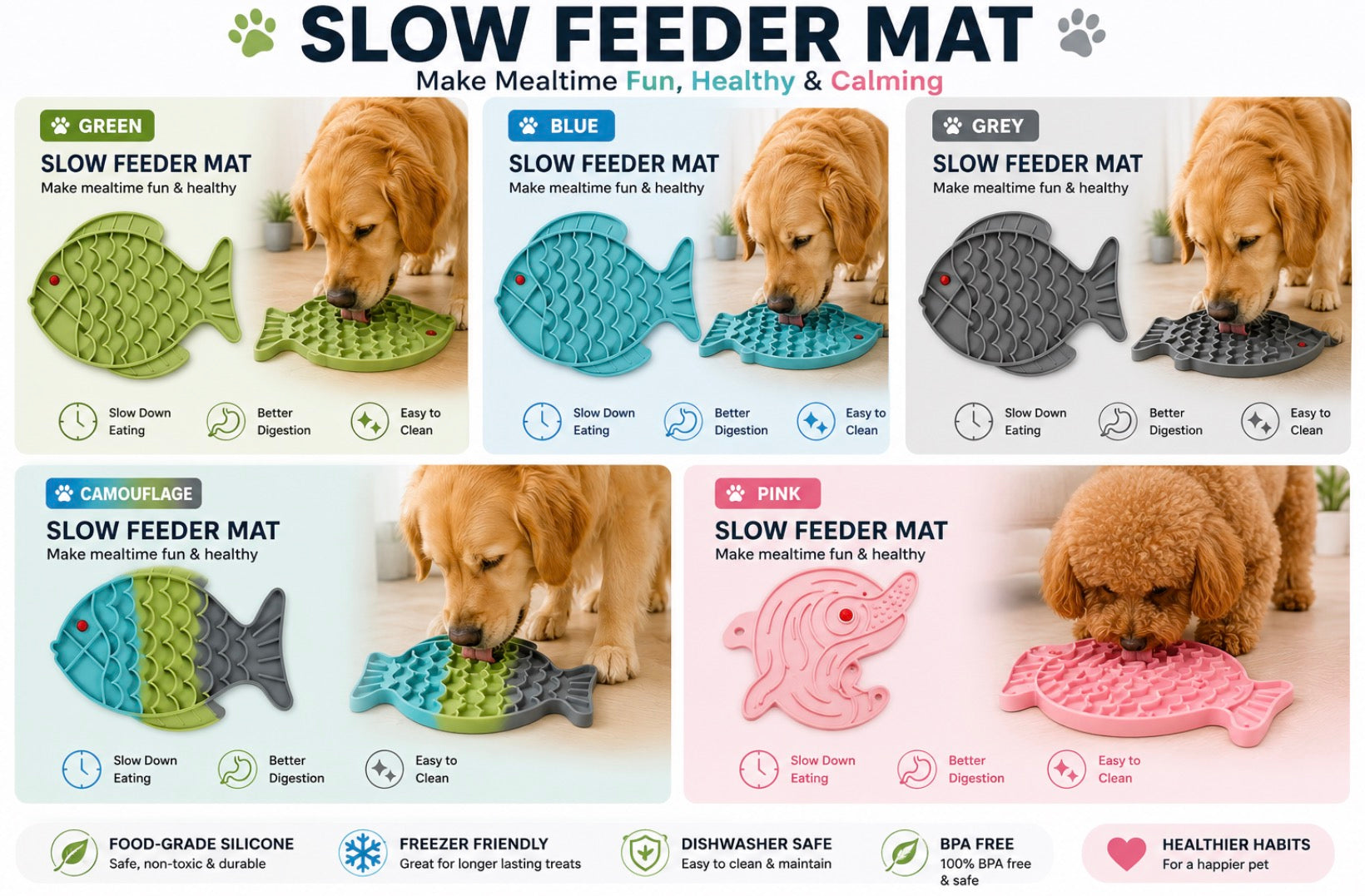Slow Feeder Licking Mat for Pets
