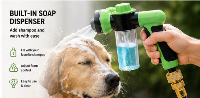Multi-Purpose Pet Wash Kit with 8 Spray Patterns