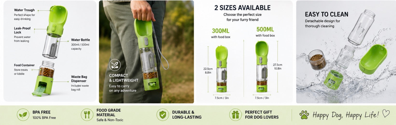 3-in-1 Portable Dog Travel Bottle