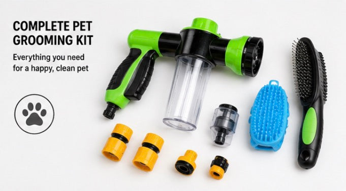 Multi-Purpose Pet Wash Kit with 8 Spray Patterns